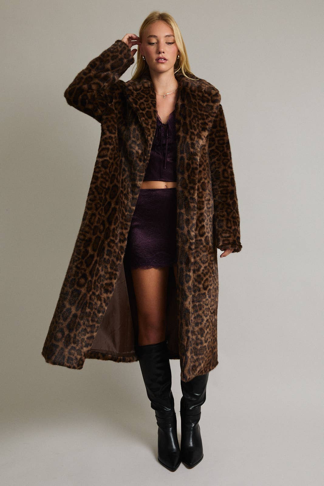 Cheetah Faux Fur Long Coat
