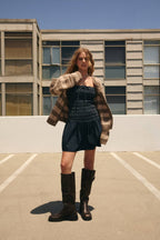 SMOCKING BODICE DENIM TUBE DRESS