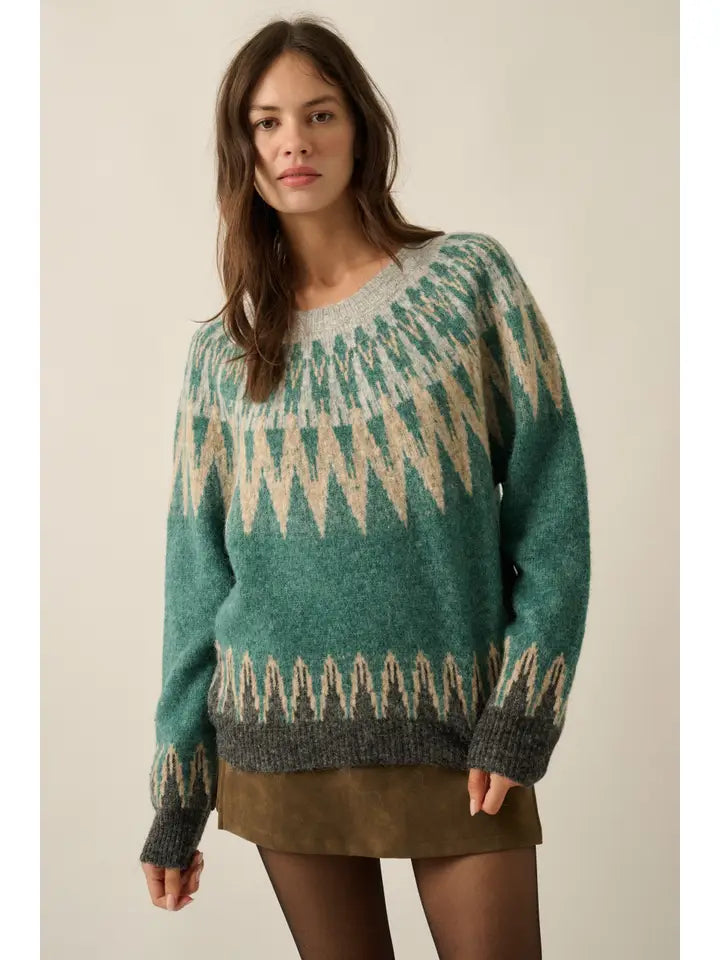 Teal Fair Isle Sweater