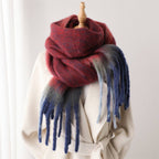 Loopy Yarn Ombre Scarf with Soft Tassels