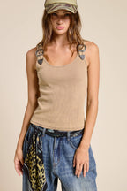 Western Silver Belt Trim Washed Tank Top