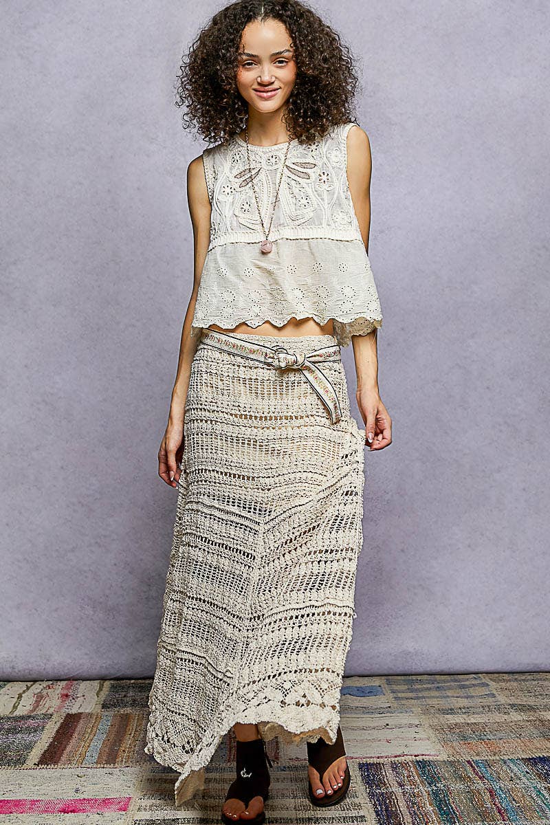 Lining Crochet Roomy Fit Woman Maxi Skirts