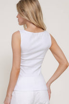 Boat Neck Ribbed Knit Tank