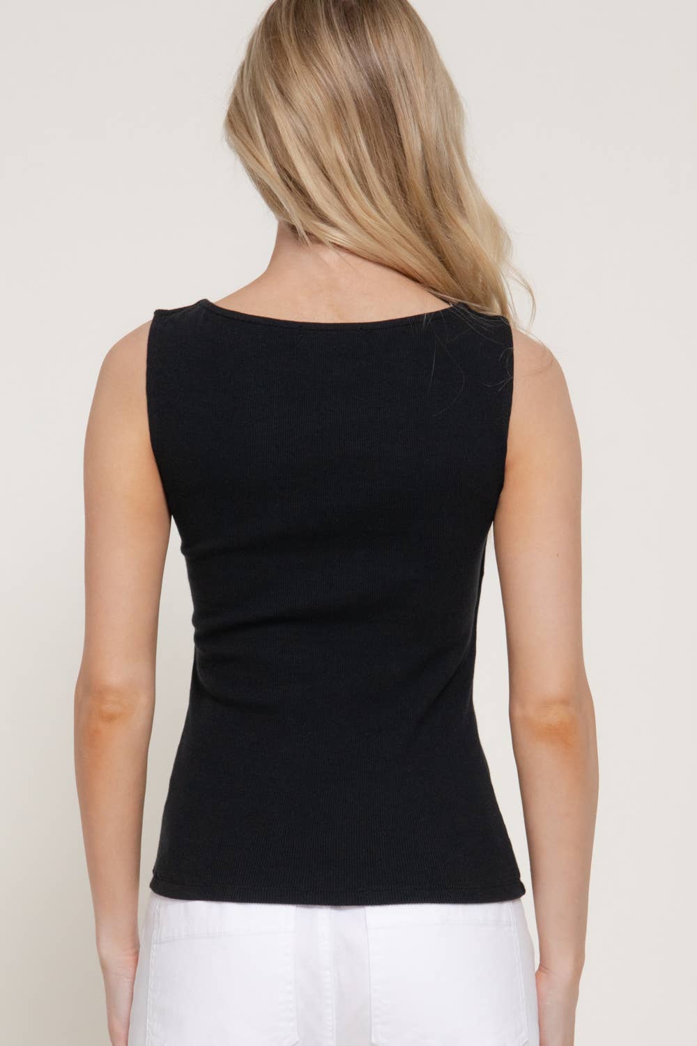 Boat Neck Ribbed Knit Tank