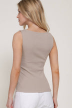 Boat Neck Ribbed Knit Tank