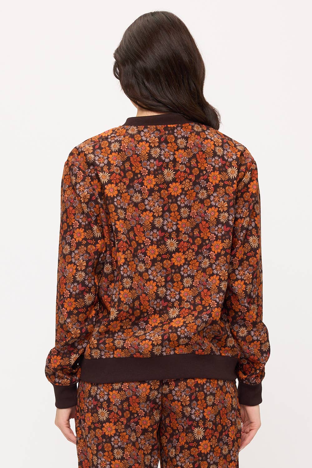 FALL FLORAL PRINT CORDUROY BOMBER JACKET