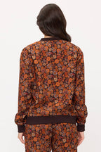 FALL FLORAL PRINT CORDUROY BOMBER JACKET