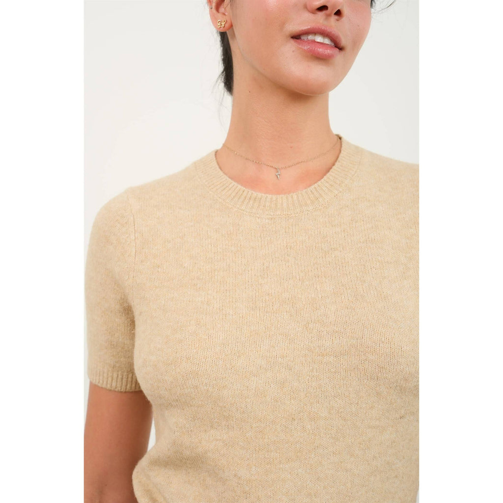Short Sleeve Ribbed Hem Sweater