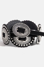 Intricate Western Concho Vegan Leather Belt