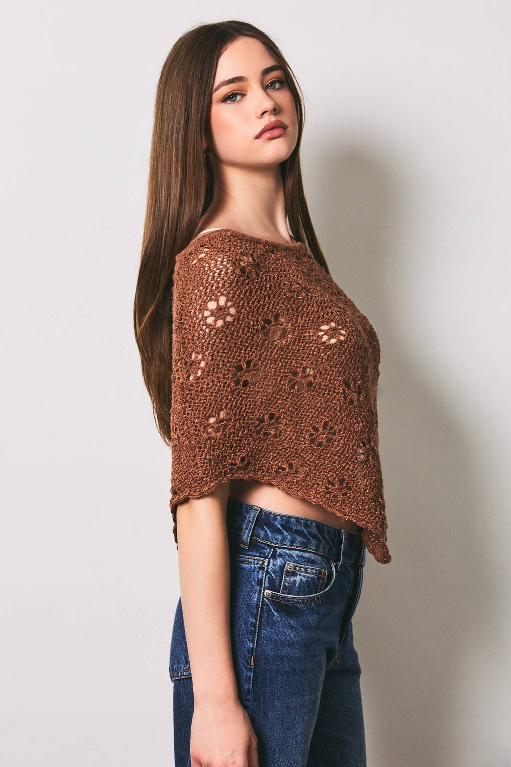 Openwork Detail Sweater Poncho