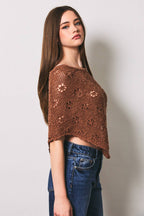 Openwork Detail Sweater Poncho