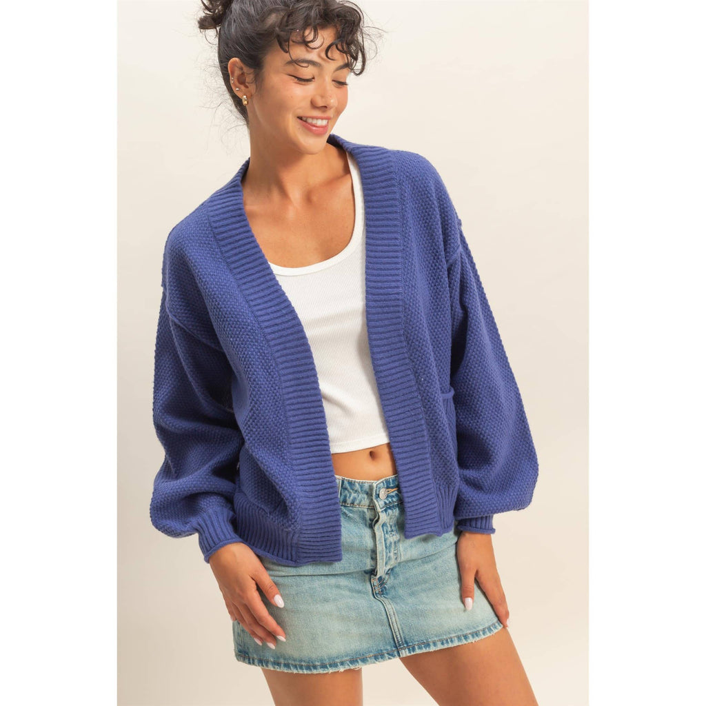 Dusty Indigo Textured Cardigan