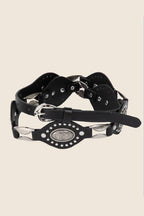 Faux Leather Oval And Concho Chain Belt