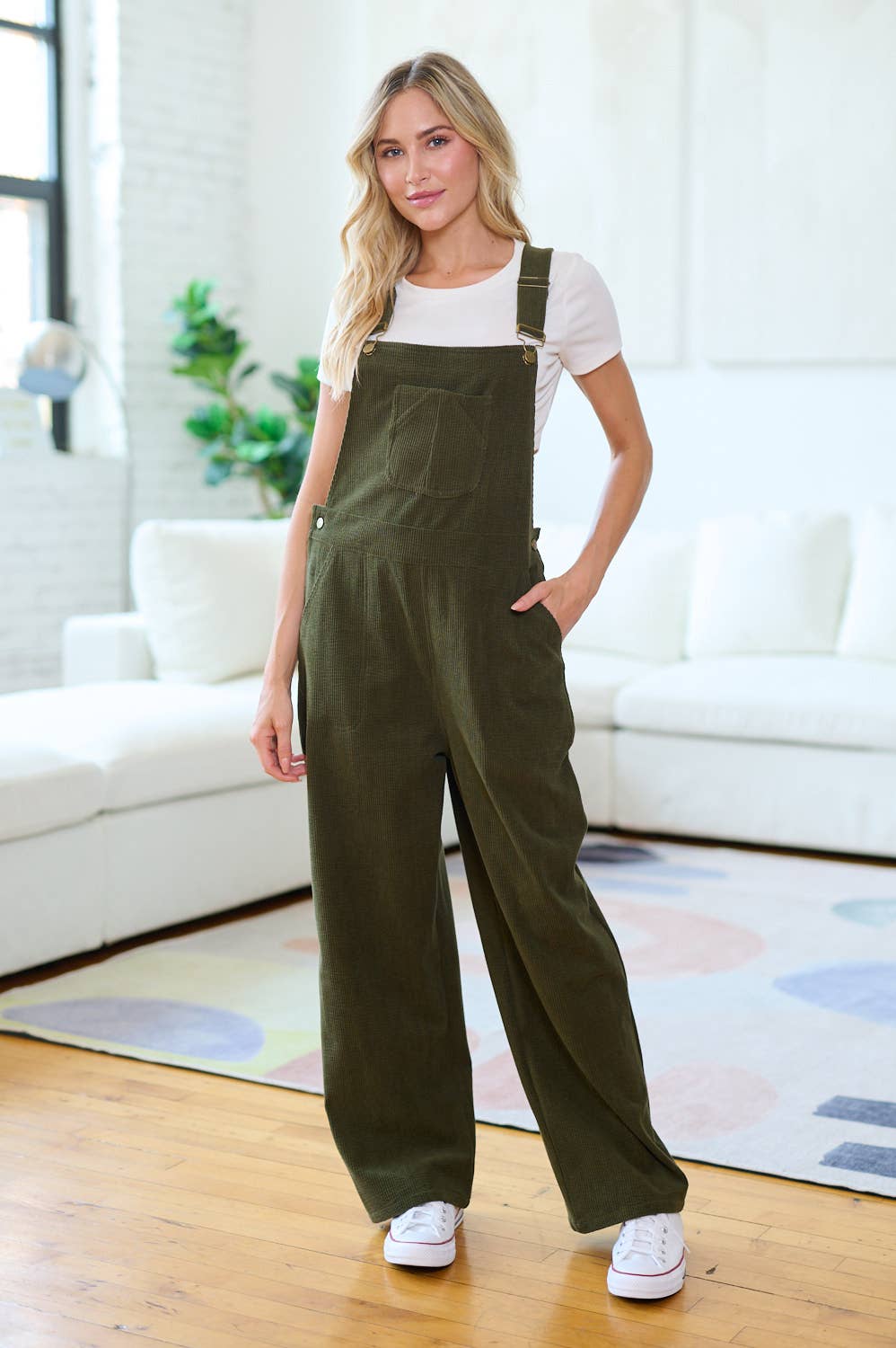 CLASSIC GREEN CORDUROY OVERALLS