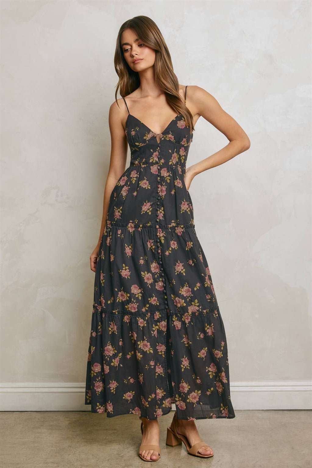 Floral Corset Tiered Maxi Dress