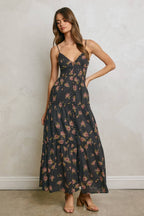 Floral Corset Tiered Maxi Dress