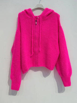 Kid mohair hooded cardigan