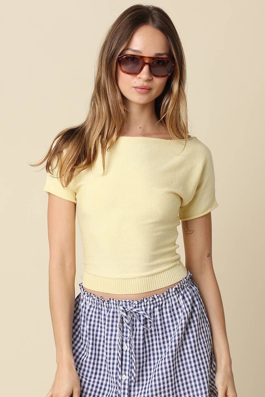 Angela Boat Neck Cinched Tee