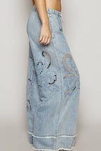 Lightweight Cutout Wide Leg Jeans