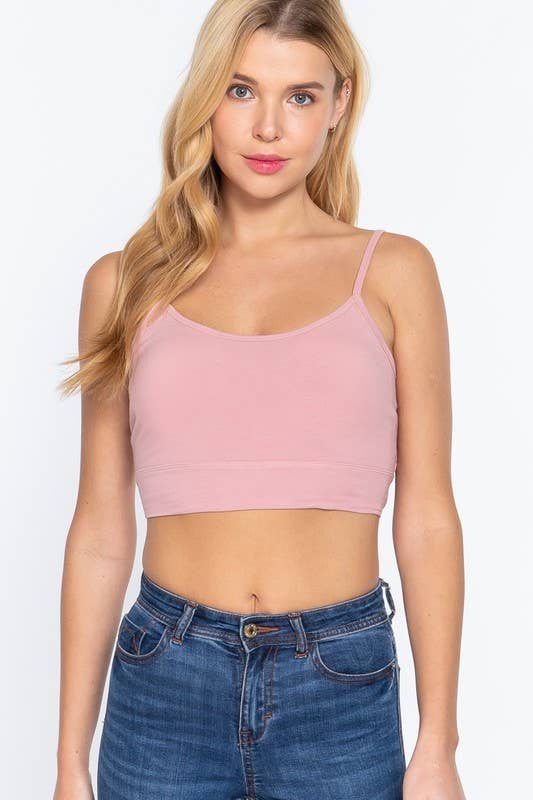 Round Neck Removable Bra Cup Twisted Back Cami Top
