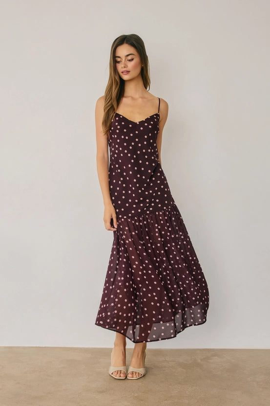 Polka Dot Drop Waist Maxi Dress