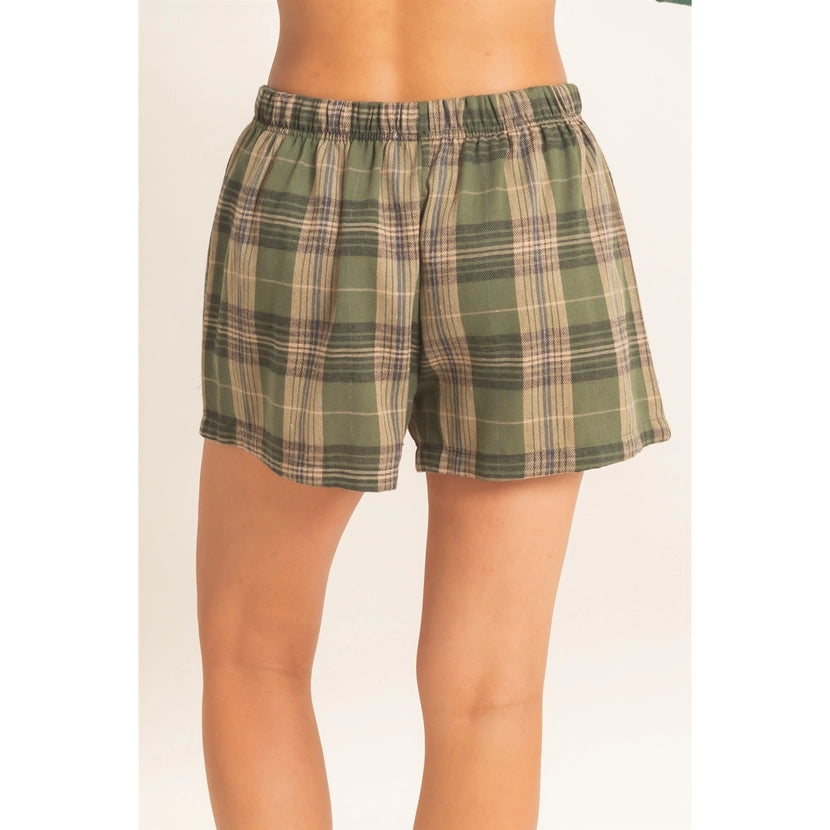 Plaid Shorts with Button Front