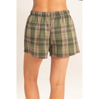 Plaid Shorts with Button Front
