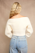 Off-Shoulder Button Sweater