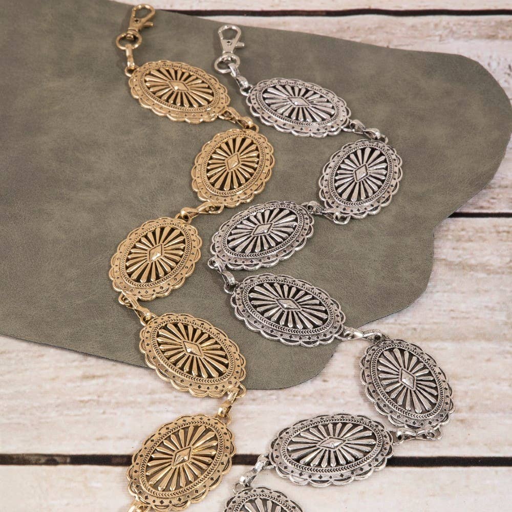 Oval Concho Disc Chain Link Belt