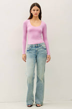 Basic Long Sleeve Scoop Neck Top