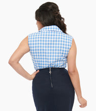 Load image into Gallery viewer, Barbie Blue Gingham Sleeveless Blouse