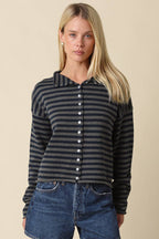 Elina Striped Collar Knit Top