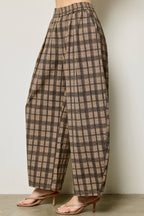 Plaid Barrel Leg Pants