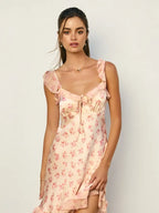 Rosewater Reverie Contrast Fabric Mini Dress