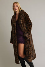 Cheetah Faux Fur Long Coat
