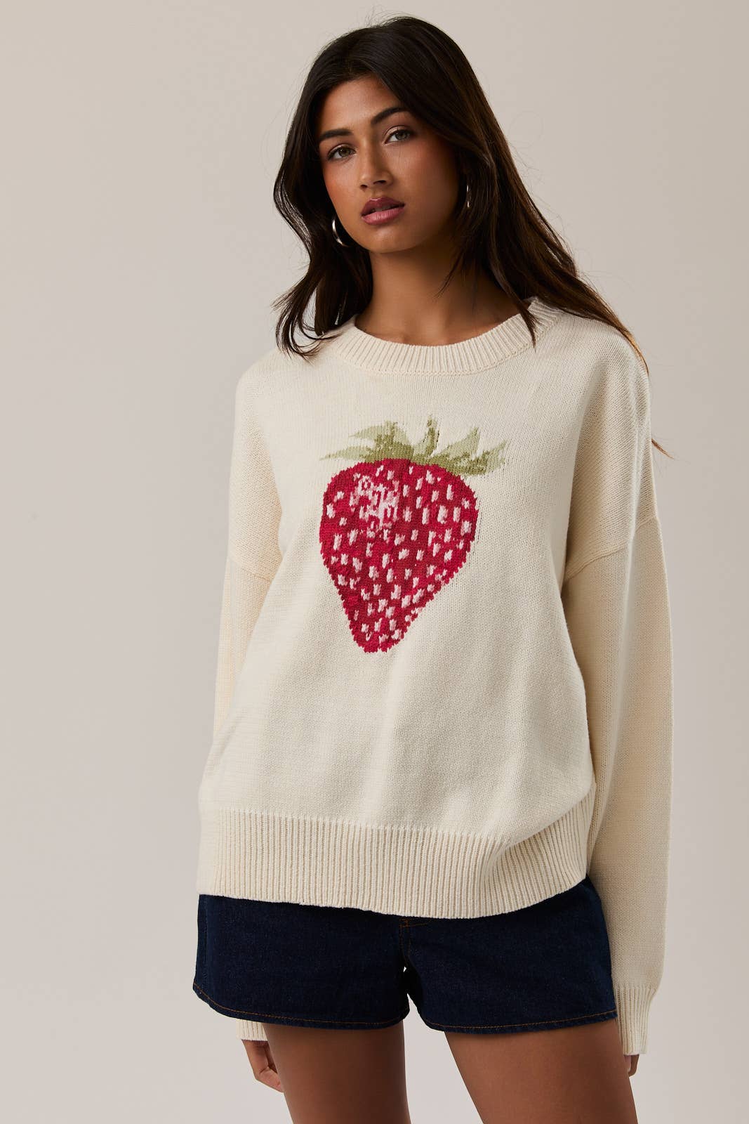 Crew Neck Strawberry Sweater