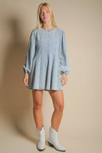 Load image into Gallery viewer, Mineral Washed Denim Seam Detail Mini Dress