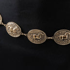 Western Horse Engraved Concho Chain Belt