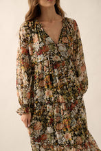 Load image into Gallery viewer, Fall Floral V-Neck Midi Dress