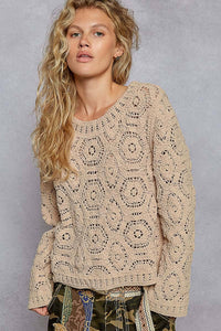 Round Neck Crochet Sweater