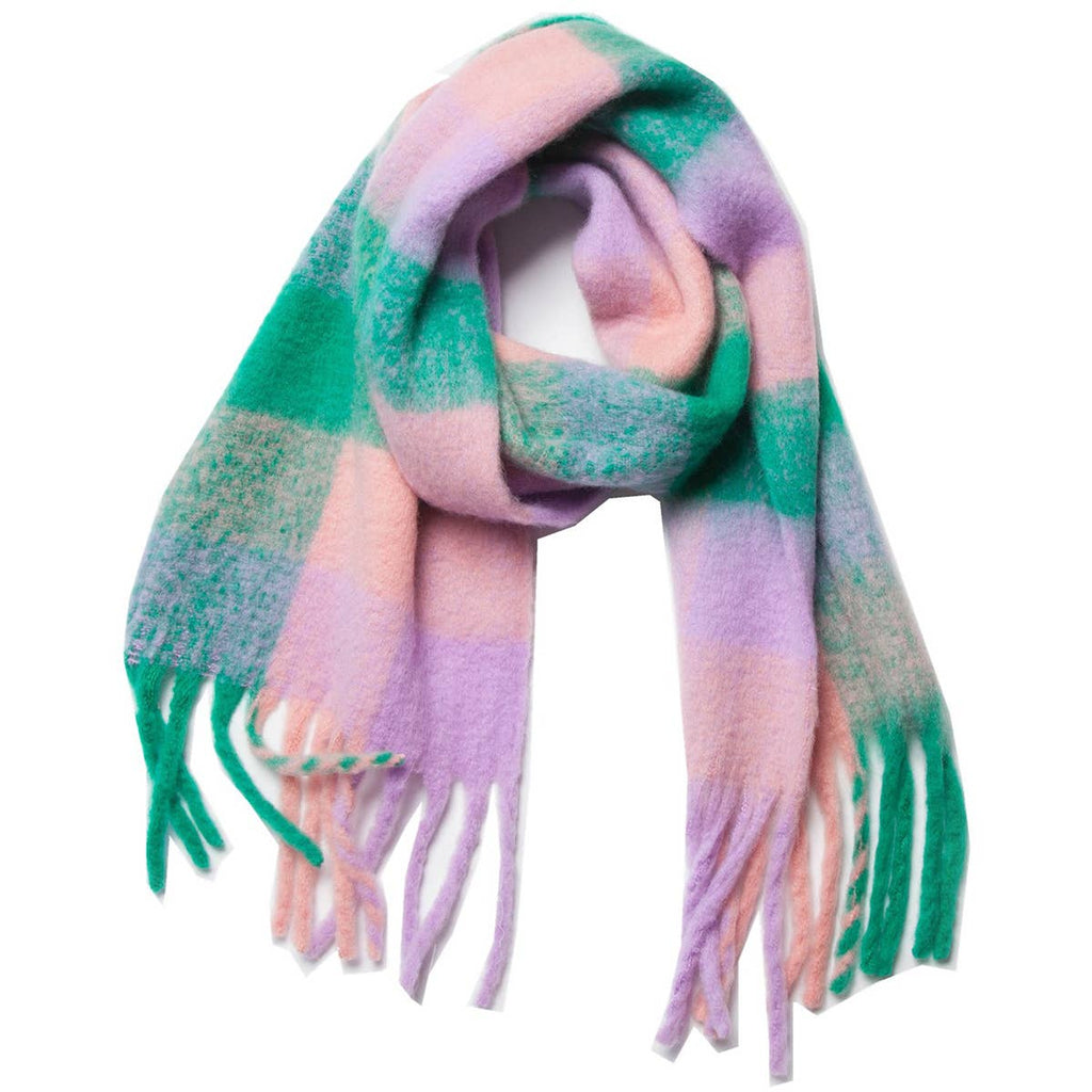 Chunky Plaid Scarf with Fringe