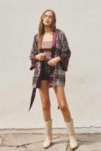 Paisley Stripe Velvet Burnout Kimono