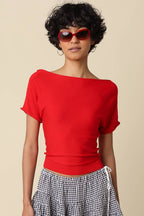 Angela Boat Neck Cinched Tee