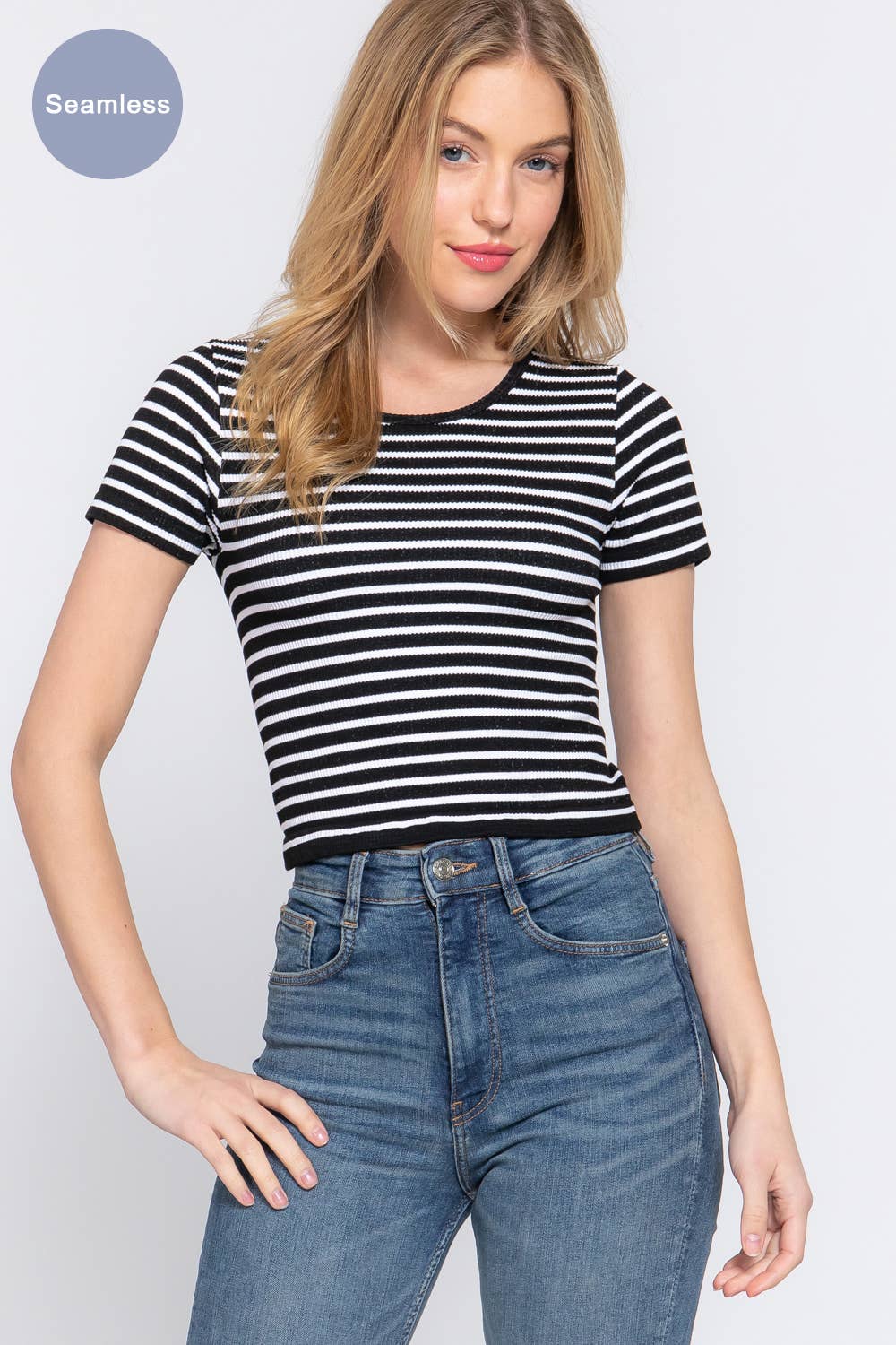 Seamless Stripe Ribbed Top