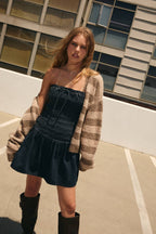 SMOCKING BODICE DENIM TUBE DRESS