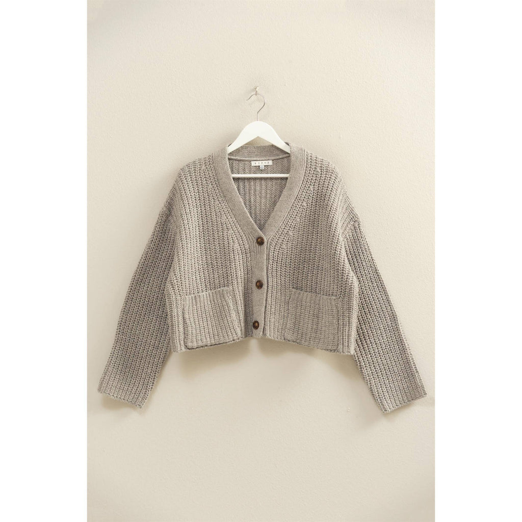 Gray Oversized Ribbed Cardigan