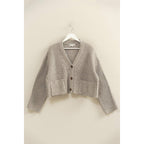 Gray Oversized Ribbed Cardigan