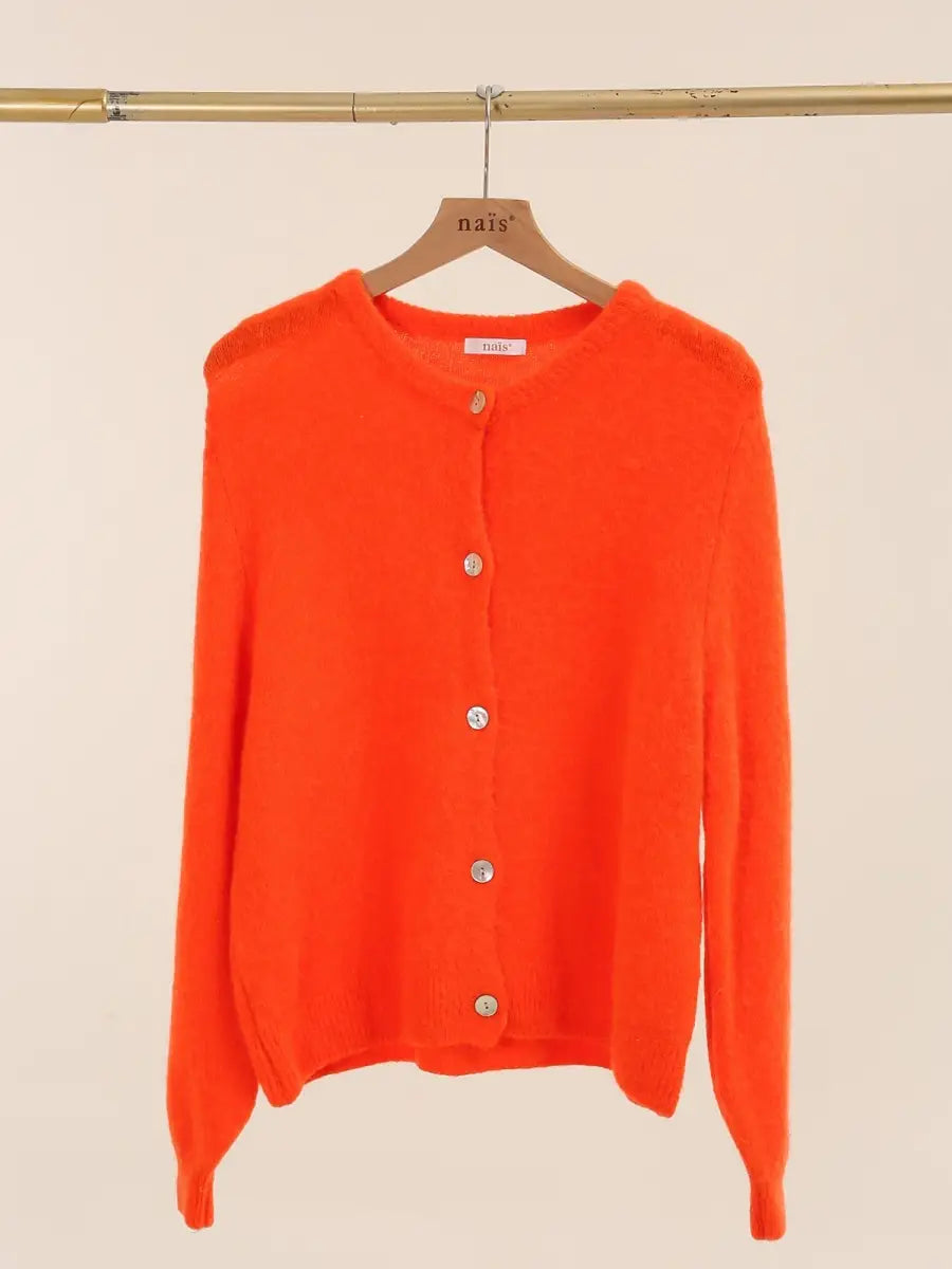 Alpaca Blend Crew Neck Cardigan