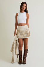 Load image into Gallery viewer, Faux Suede Skirt with Fringe
