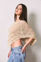 Openwork Detail Sweater Poncho